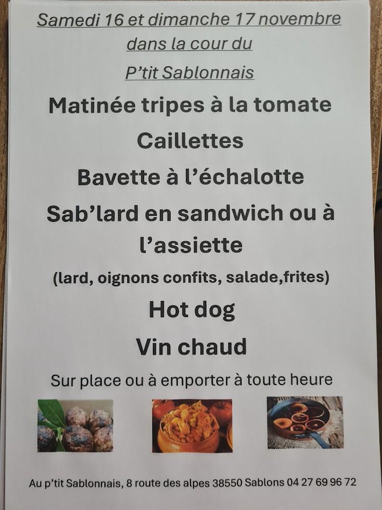 Au p'tit Sablonnais - Menu Image 1